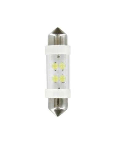 24V Lampada siluro 4 Led - 11x38 mm - SV8,5-8 - 2 pz  - Scatola - Bianco