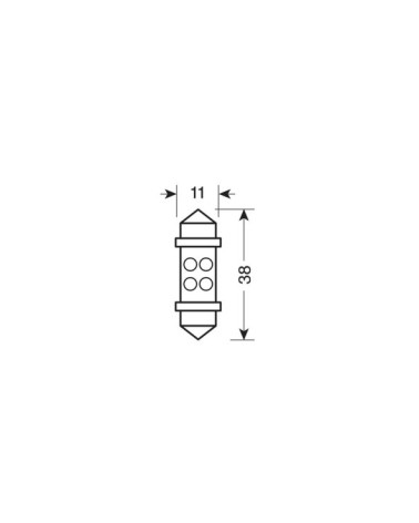 24V Lampada siluro 4 Led - 11x38 mm - SV8,5-8 - 2 pz  - Scatola - Bianco