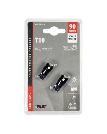 12 32V Mega-Led 7 - 7 Smd x 1 chip - dal T10 - W2,1x9,5d - 2 pz  - D Blister - Bianco - Doppia polarità