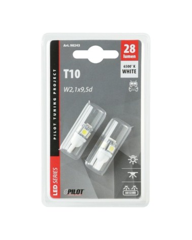 24 28V Hyper-Led 15 - 5 SMD x 3 chips - dal T10 - W2,1x9,5d - 2 pz  - D Blister - Bianco - Doppia polarità