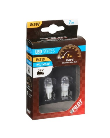 24V Micro lampada 1 Led - dal T10 - W2,1x9,5d - 2 pz  - D Blister - Bianco