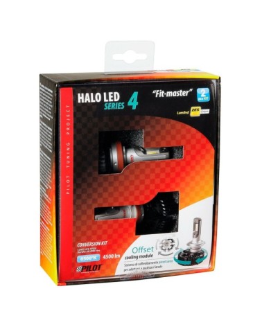 9-32V Halo Led Serie 4 Fit-Master - dal H8-H9-H11-H16 - 25W - PGJ19-X - 2 pz  - Scatola