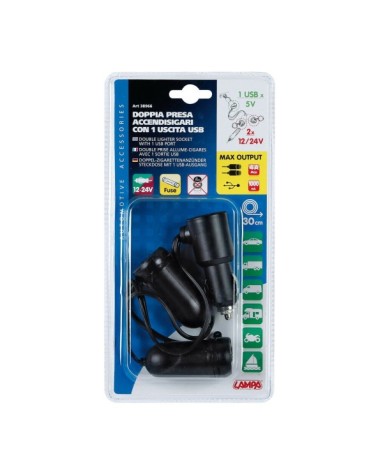 Presa corrente doppia con USB - 12 24V