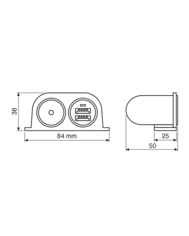 Extra-Power, presa corrente con doppia USB, 12 24V