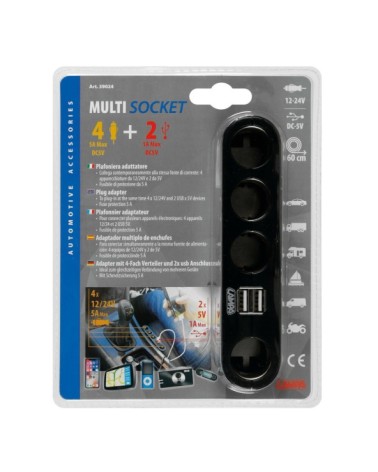 Multi-Socket 4+2, presa corrente quadrupla con USB - 12 24V