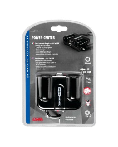 Power Center, presa corrente doppia con USB, 12 24V