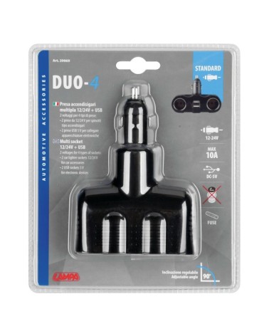 Duo-4, presa corrente doppia con USB - 12 24V