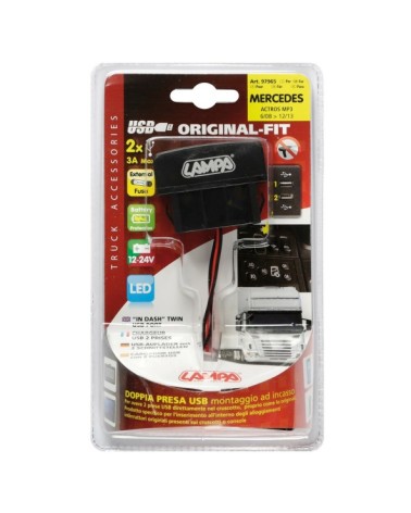 Original-Fit, doppia presa USB, 12 24V, compatibile con Mercedes