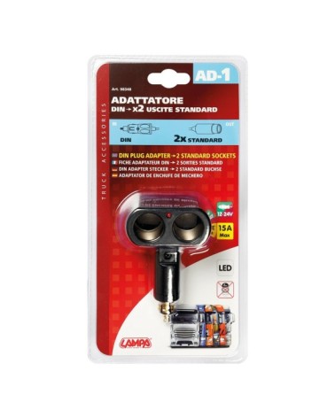 AD-1, Adattatore presa corrente doppia, 12 24V