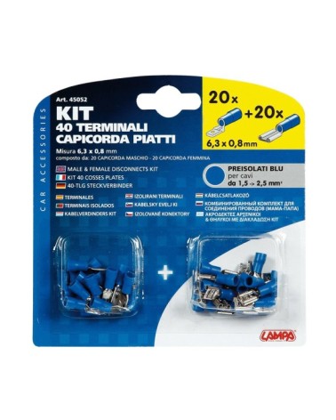 Kit 40 terminali-capicorda piatti - Blu