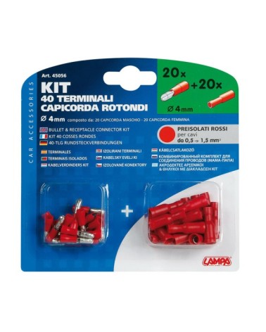 Kit 40 terminali-capicorda rotondi - Rosso