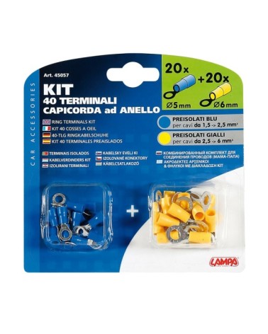 Kit 40 terminali-capicorda ad anello - Giallo Blu