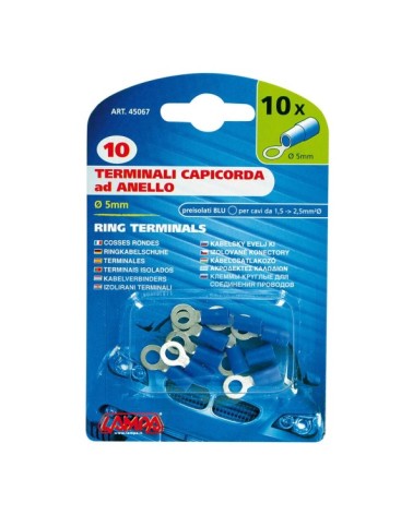 10 terminali - capicorda ad anello - Blu