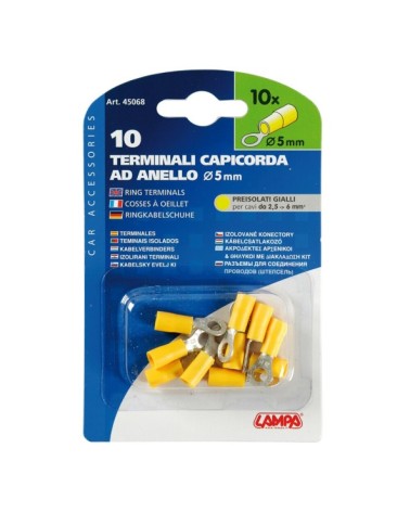 10 terminali - capicorda ad anello - Giallo