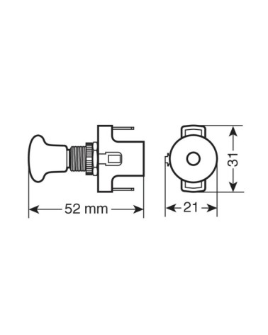 Interruttore tira-spingi con spia a Led - 12 24V - Rosso - 10A