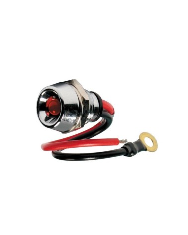 Spia a Led, in ottone cromato - 12 24V - Rosso - 15A