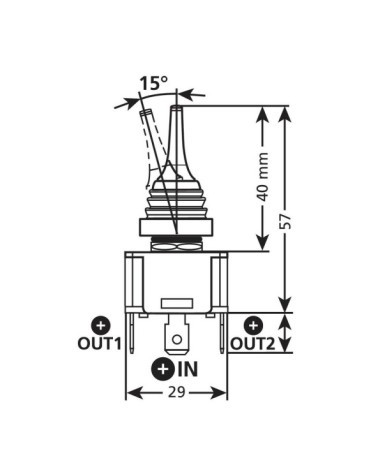 Interruttore a leva con cuffie intercambiabili - 12 24V - 20A