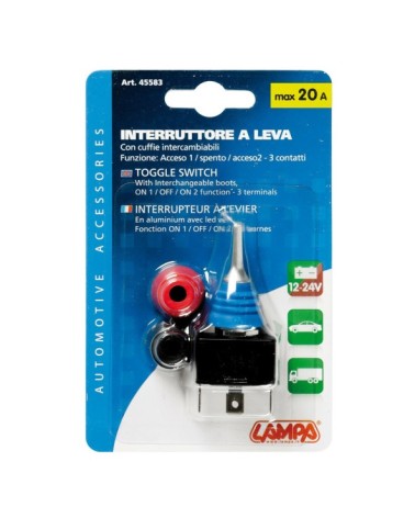 Interruttore a leva con cuffie intercambiabili - 12 24V - 20A