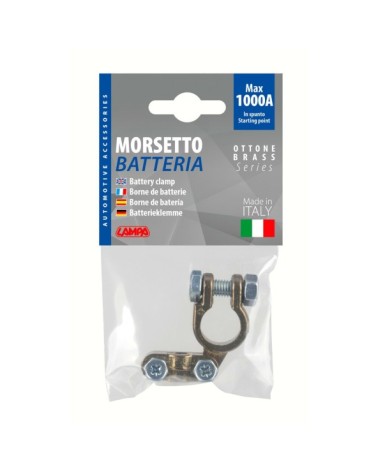 Morsetto batteria rinforzato  fissaggio cavo a piastrina - max cavo d. 35 mm² - Polo positivo