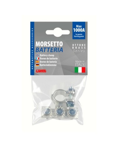 Morsetto batteria zincato  fissaggio cavo a capocorda su vite - foro capocorda d. 6 6 6 mm - Polo negativo