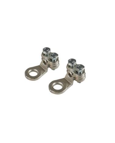 Set 2 pz capicorda di potenza in ottone nichelato, con fissaggio cavo a piastrina - Sezione 16 mm², foro 8 mm