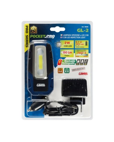 GL-2, lampada ispezione ricaricabile a LED COB - 12 24 230V