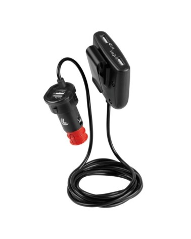 Caricabatteria 4 porte Usb con prolunga - Fast Charge - 7800 mA - 12 24V