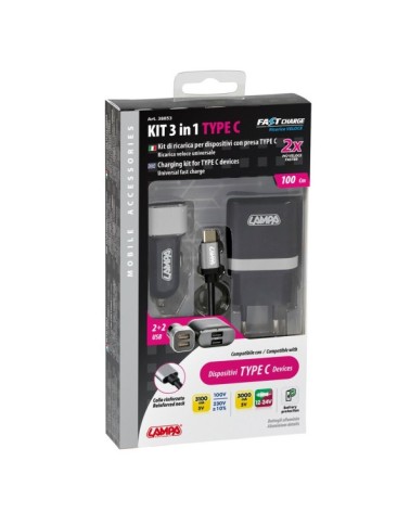 Kit 3 in 1 Usb Type-C - Fast Charge - 12 24V + 230V