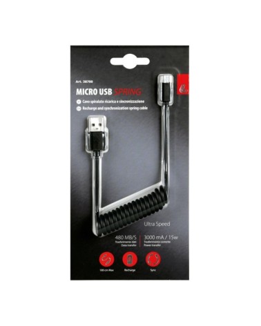 Cavo a spirale Usb  al  Micro Usb - 100 cm - Nero