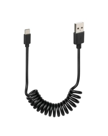 Cavo a spirale Usb  al  Usb Type-C - 100 cm - Nero