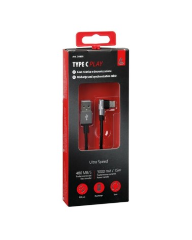 Cavo 90° Usb  al  Usb Type-C - 200 cm - Nero