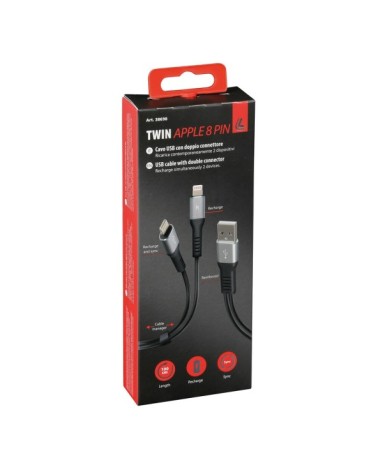 Cavo con doppio connettore, Usb  al  Apple 8 Pin - 100 cm - Nero