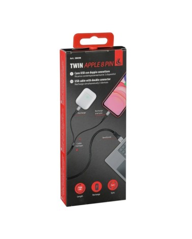 Cavo con doppio connettore, Usb  al  Apple 8 Pin - 100 cm - Nero