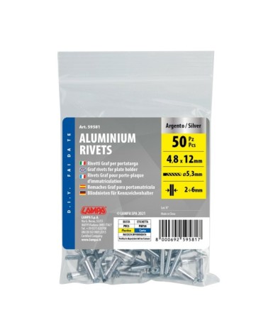 Aluminium Rivets, set 50 rivetti Graf per portatarga - Argento