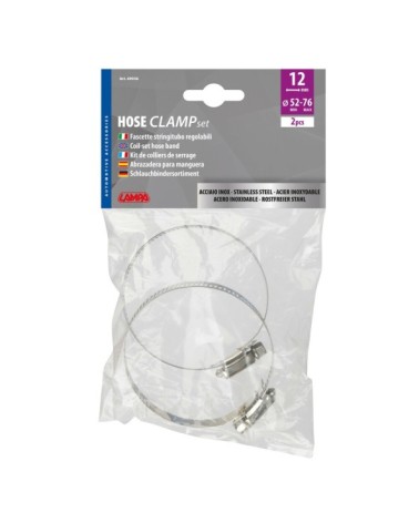 Fascette stringitubo in acciaio inox - set 2 pz - ↔ 12 mm - d. 52-76 mm