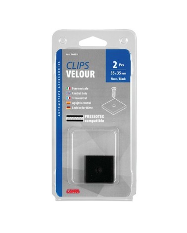 Clips Velour, foro centrale, set 2 pz - 35x35 mm