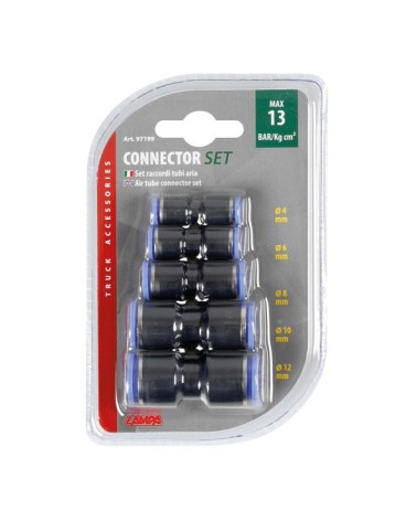 Raccordi tubi aria, set da 5 pz - d. 4, 6, 8, 10, 12 mm