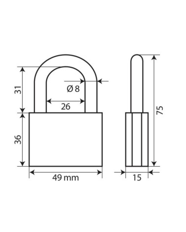 Standard, lucchetto in ottone - 50 mm