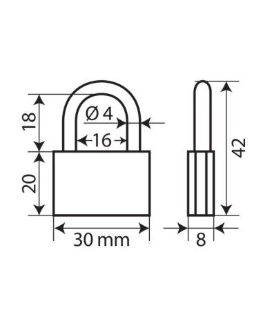 Basic, lucchetto in ottone - 30 mm