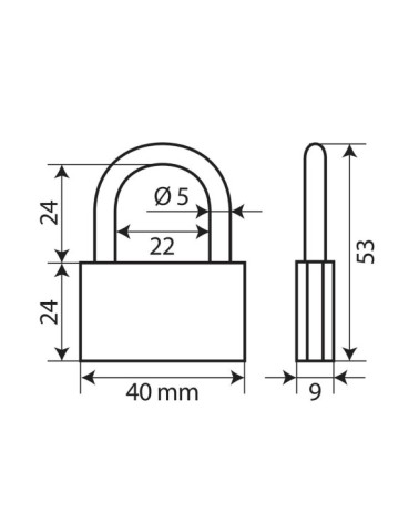 Basic, lucchetto in ottone - 40 mm