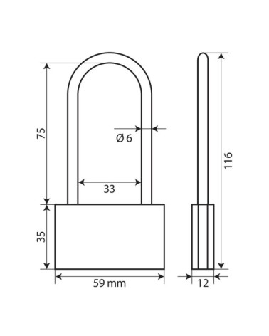 Basic, lucchetto in ottone - 60 mm XL