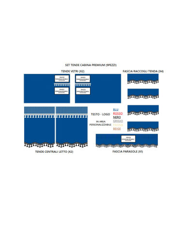SET TENDE CABINA PREMIUM NERO PERSONALIZZATE (9 PEZZI)