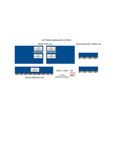 SET TENDE CABINA BASIC BLU PERSONALIZZATE (5 PEZZI)