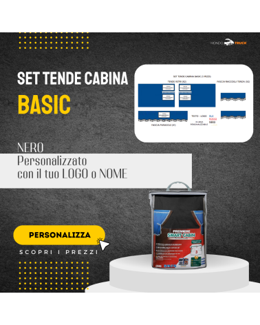 SET TENDE CABINA BASIC NERO PERSONALIZZATE (5 PEZZI)