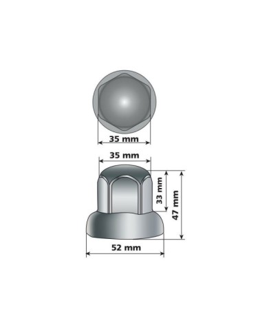 Set 10 copribulloni in acciaio, testa tonda - Ø 32 mm