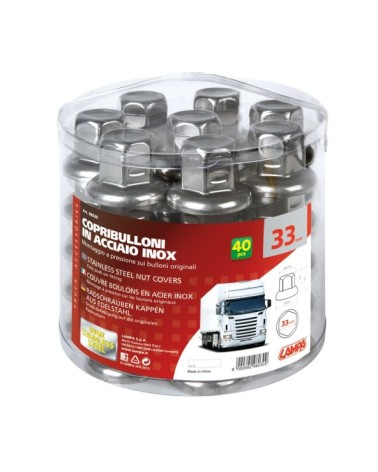 Set 40 copribulloni in acciaio inox - Ø 33 mm