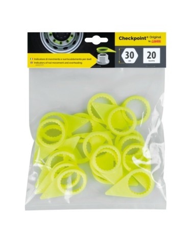 Checkpoint®, indicatori di serraggio per dado ruota, set 20 pz - 30 mm - Giallo fluo